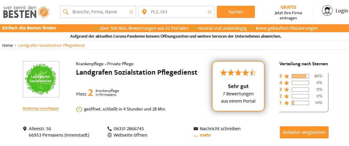 Bewertung Landgrafen Sozialstation